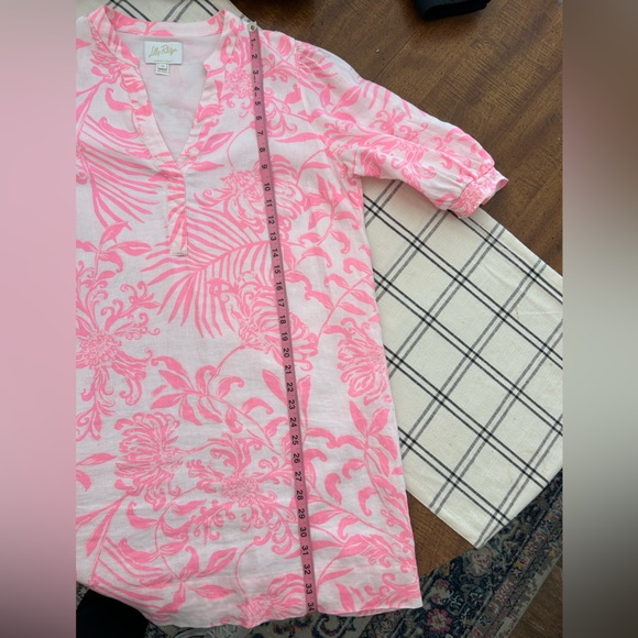 Lilly Pulitzer Mialeigh Palm Print Shift Dress Women’s Size 14 Pink and White - Picture 11 of 14